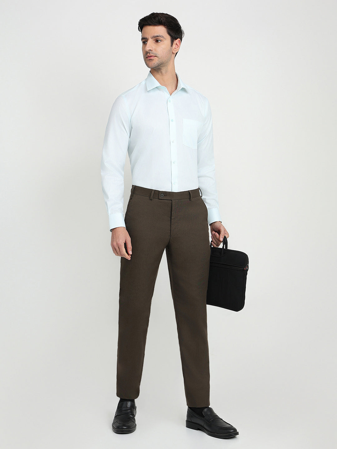 Park Avenue Men Blue Stripe Regular Fit Cotton Full Sleeve Ainsley Collar Formal Shirt