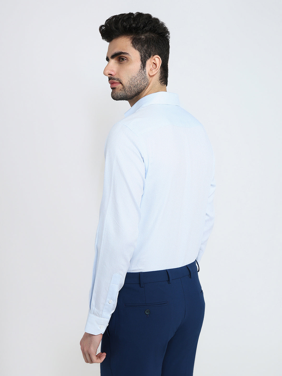 Park Avenue Men Blue Stripe Regular Fit Cotton Full Sleeve Formal Shirt