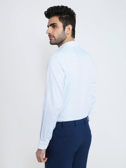 Park Avenue Men Blue Stripe Regular Fit Cotton Full Sleeve Formal Shirt