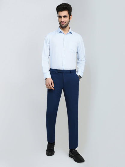 Park Avenue Men Blue Stripe Regular Fit Cotton Full Sleeve Formal Shirt