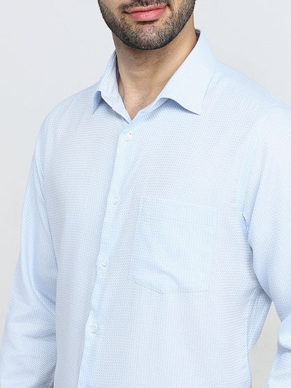 Park Avenue Men Blue Stripe Regular Fit Cotton Full Sleeve Formal Shirt