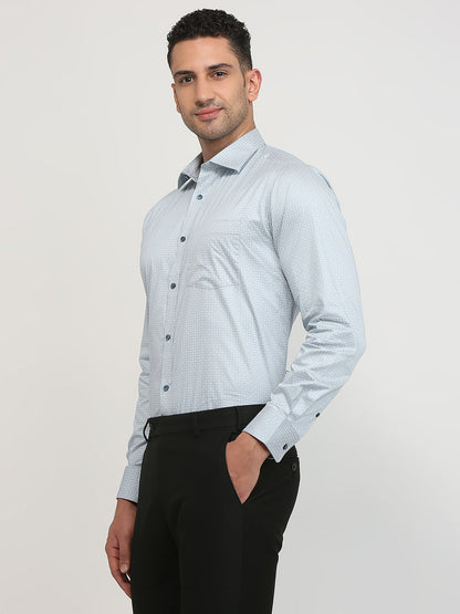 Park Avenue Men Grey Printed Regular Fit Cotton Formal Shirt