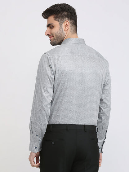 Park Avenue Men Green Printed Regular Fit Cotton Formal Shirt