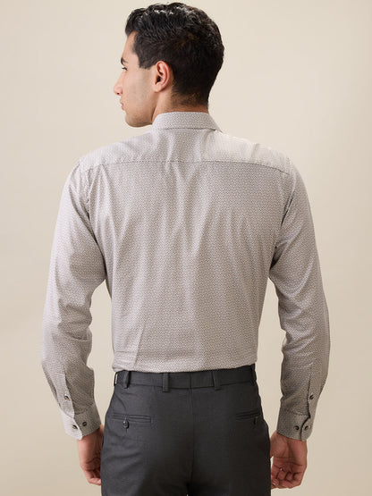 Park Avenue Men Brown Printed Regular Fit Cotton Full Sleeve Ainsley Collar Formal Shirt