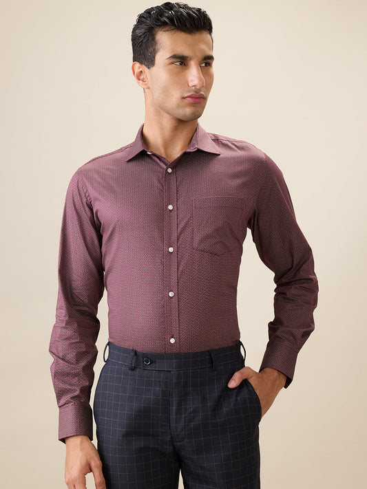 Park Avenue Men Maroon Printed Regular Fit Cotton Full Sleeve Ainsley Collar Formal Shirt