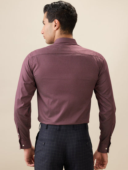 Park Avenue Men Maroon Printed Regular Fit Cotton Full Sleeve Ainsley Collar Formal Shirt