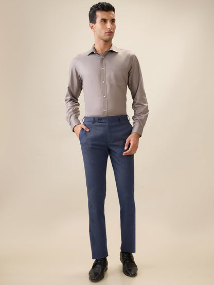 Park Avenue Men Grey Solid Regular Fit Cotton Blend Full Sleeve Ainsley Collar Formal Shirt