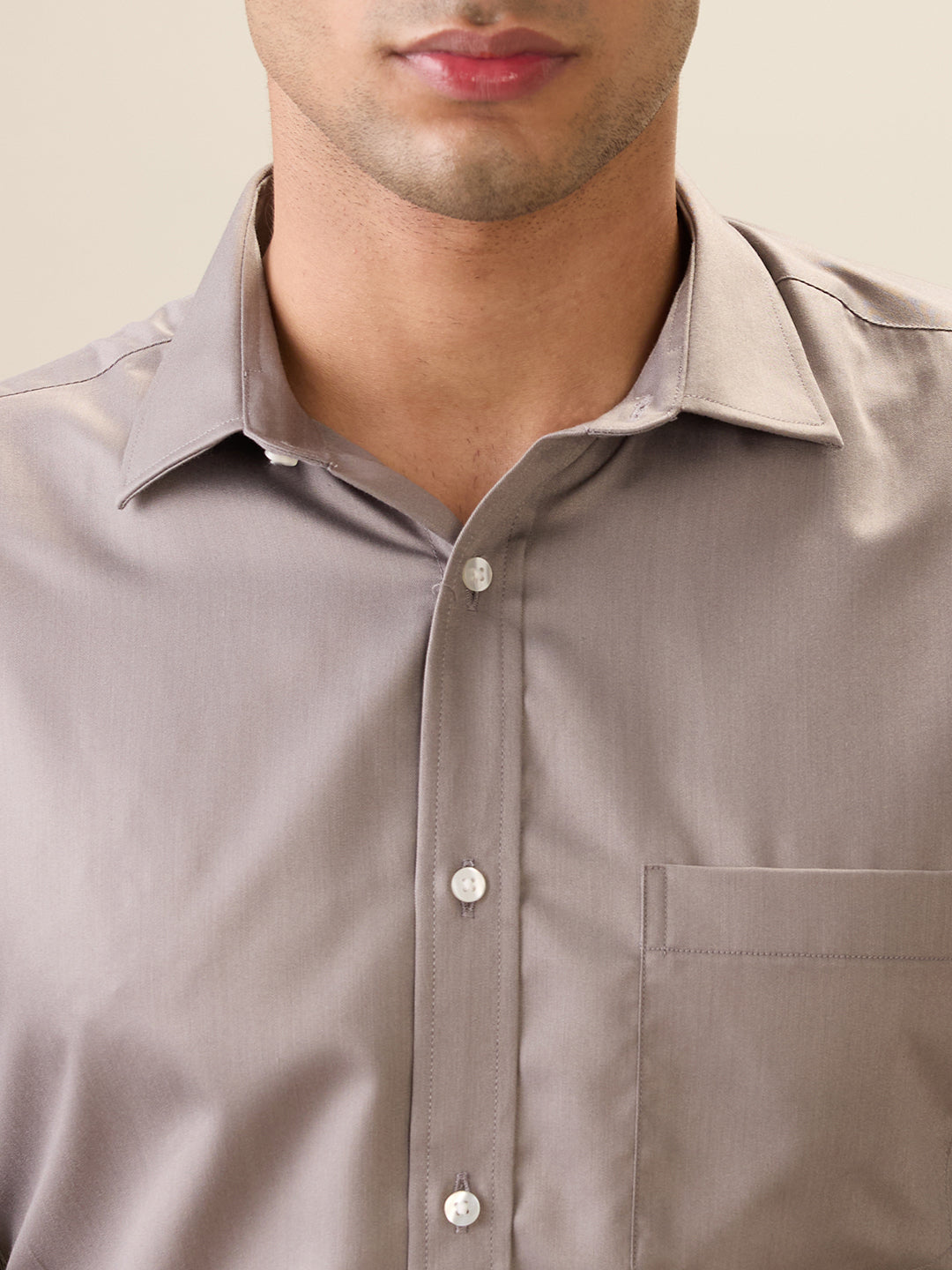 Park Avenue Men Grey Solid Regular Fit Cotton Blend Full Sleeve Ainsley Collar Formal Shirt