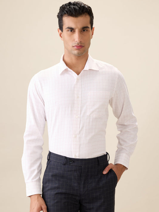 Park Avenue Men Red Checks Regular Fit Cotton Blend Full Sleeve Ainsley Collar Formal Shirt