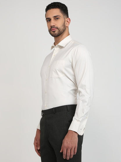 Park Avenue Men Brown Structure Regular Fit Cotton Blend Formal Shirt