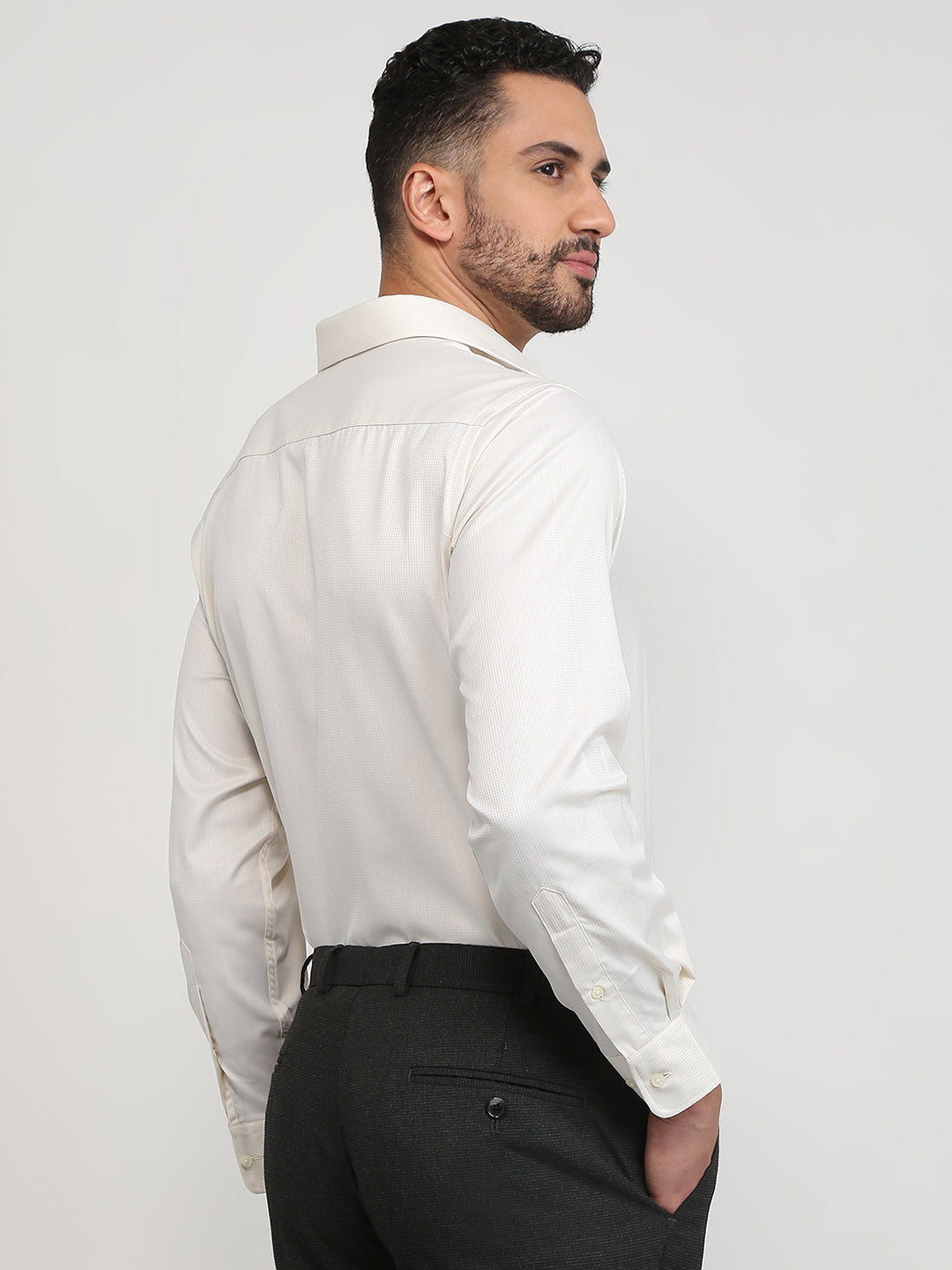 Park Avenue Men Brown Structure Regular Fit Cotton Blend Formal Shirt
