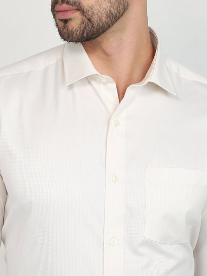 Park Avenue Men Brown Structure Regular Fit Cotton Blend Formal Shirt