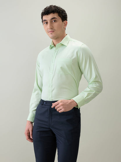 Park Avenue Men Green Structure Regular Fit Cotton Blend Formal Shirt