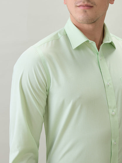 Park Avenue Men Green Structure Regular Fit Cotton Blend Formal Shirt