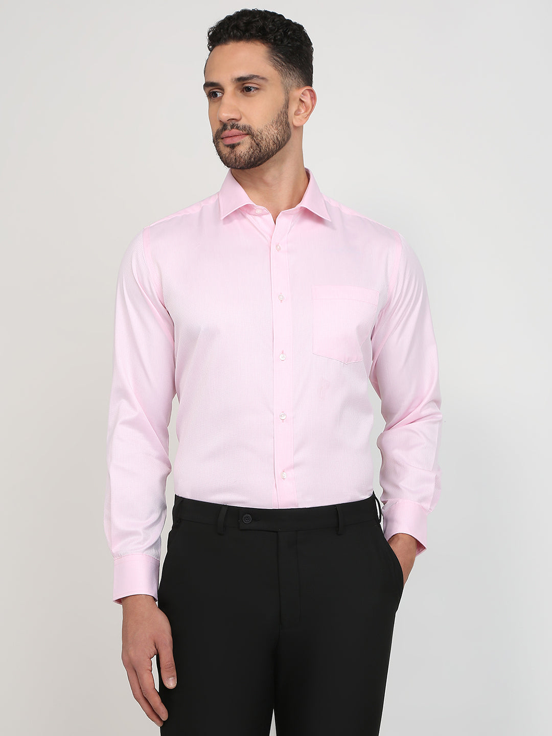 Park Avenue Men Pink Structure Regular Fit Cotton Blend Formal Shirt