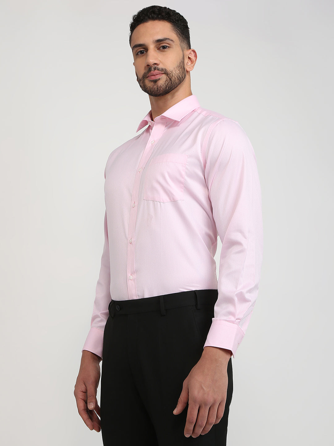 Park Avenue Men Pink Structure Regular Fit Cotton Blend Formal Shirt