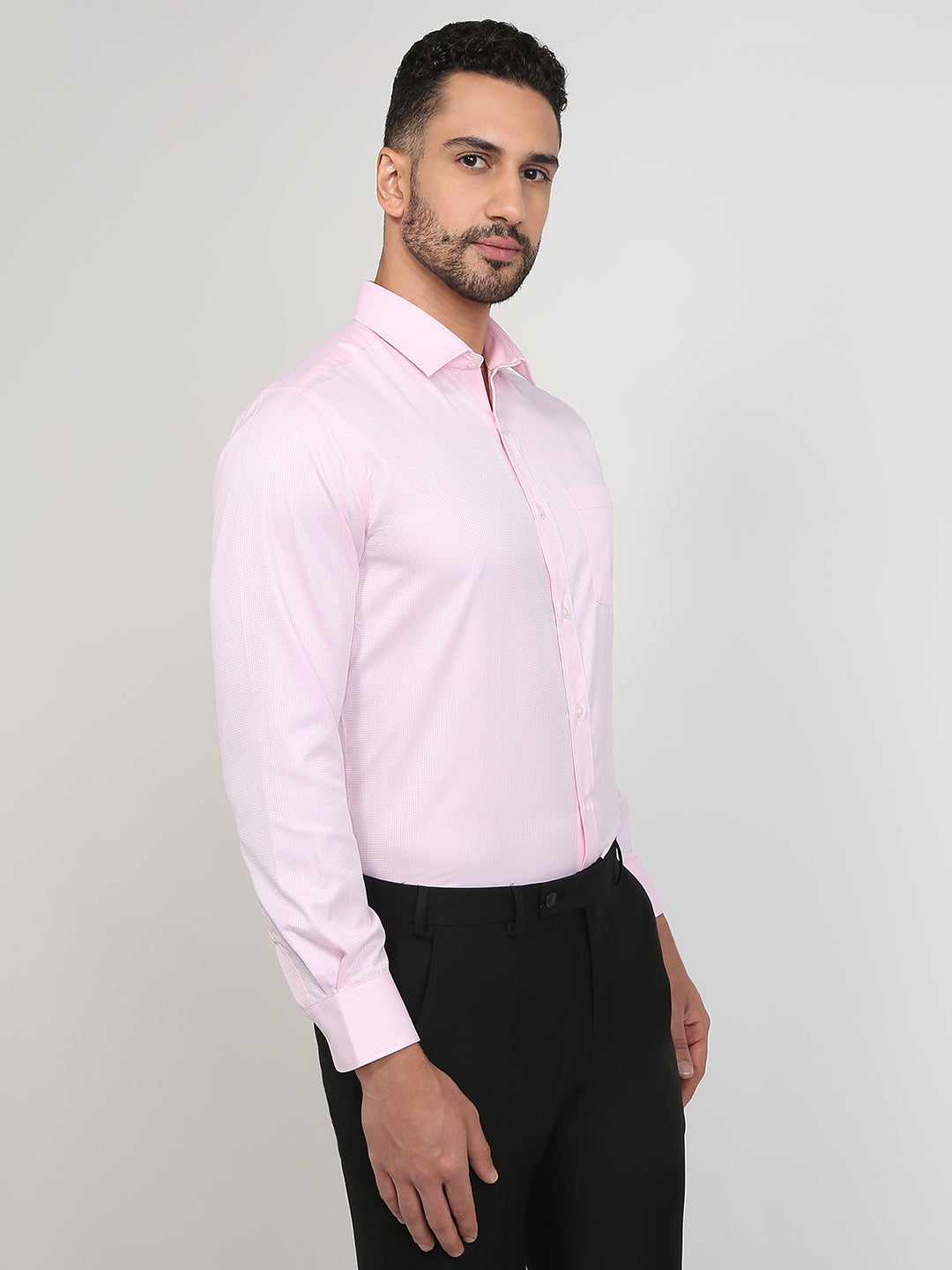 Park Avenue Men Pink Structure Regular Fit Cotton Blend Formal Shirt