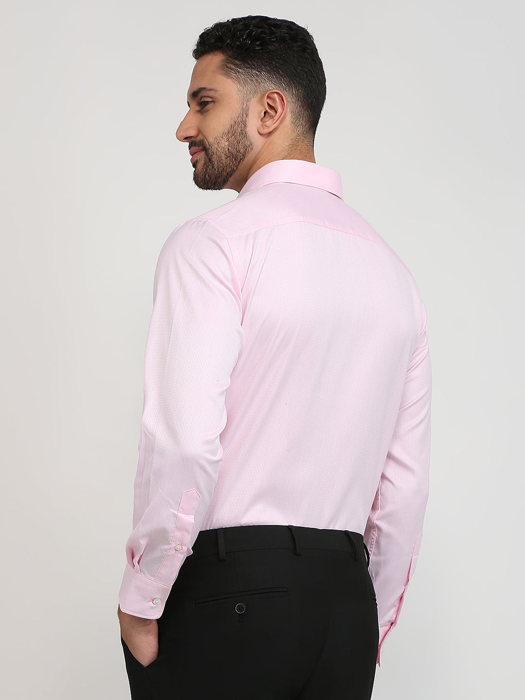 Park Avenue Men Pink Structure Regular Fit Cotton Blend Formal Shirt
