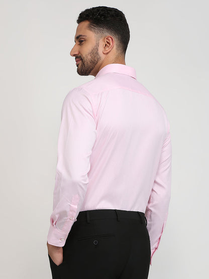 Park Avenue Men Pink Structure Regular Fit Cotton Blend Formal Shirt