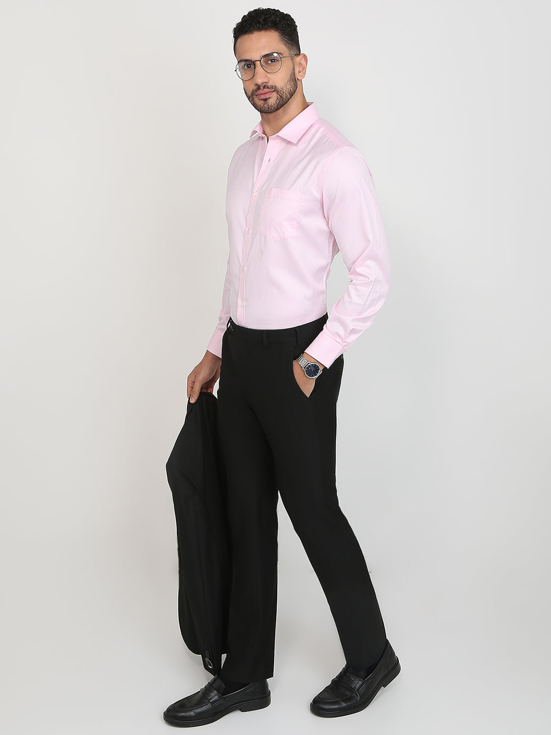 Park Avenue Men Pink Structure Regular Fit Cotton Blend Formal Shirt