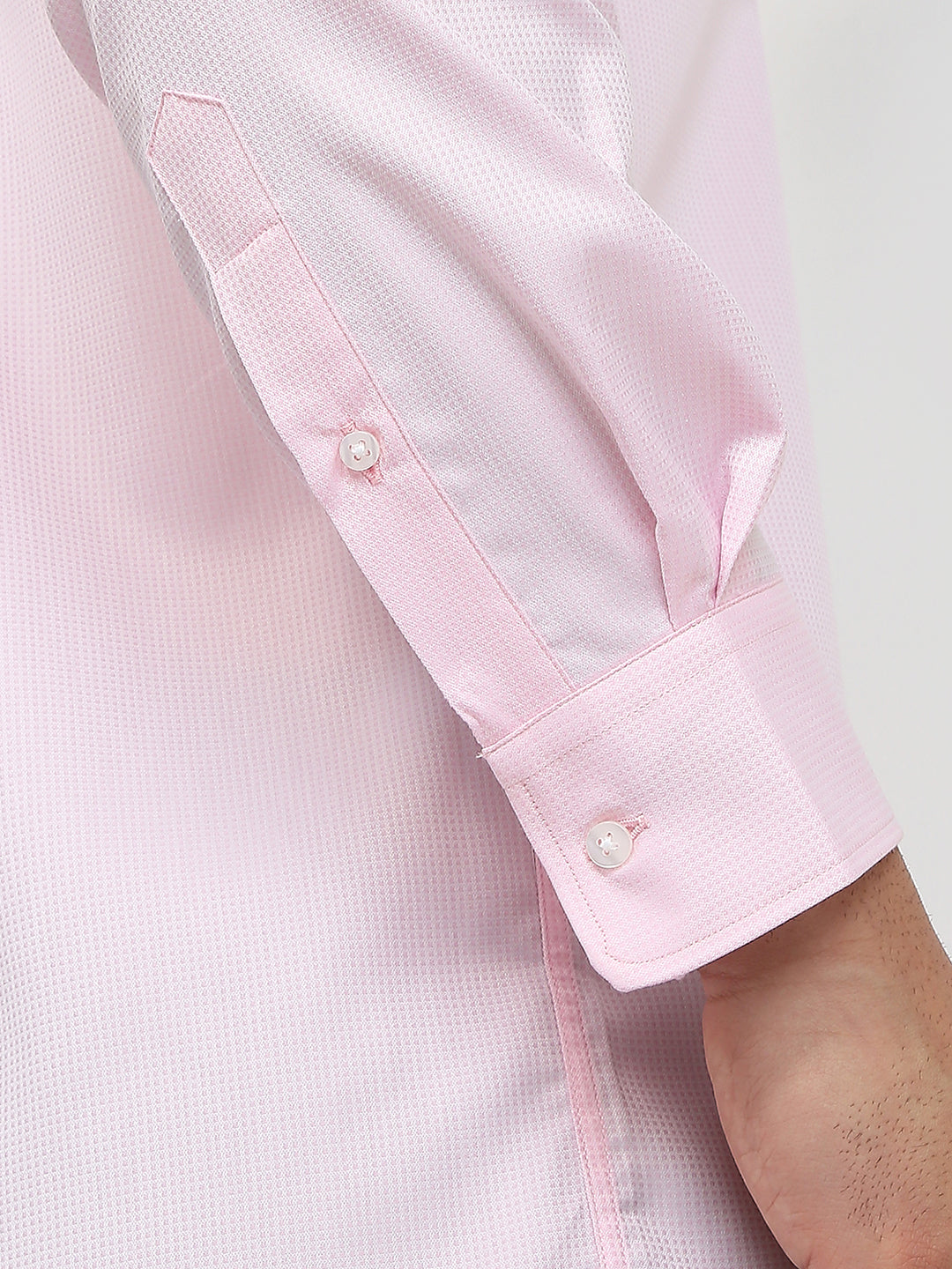 Park Avenue Men Pink Structure Regular Fit Cotton Blend Formal Shirt
