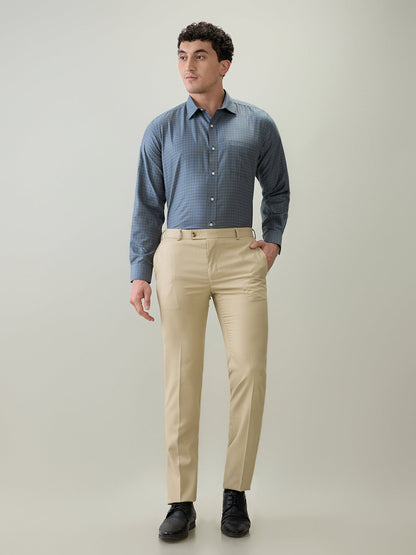 Park Avenue Men Blue Structure Regular Fit Cotton Blend Formal Shirt