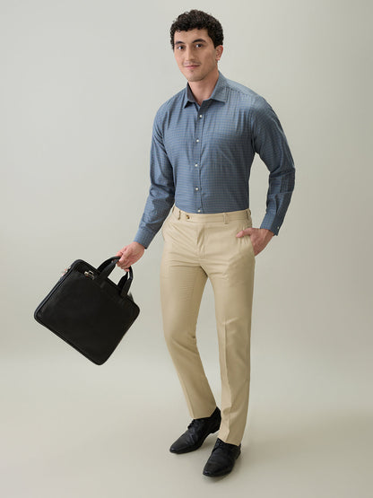 Park Avenue Men Blue Structure Regular Fit Cotton Blend Formal Shirt