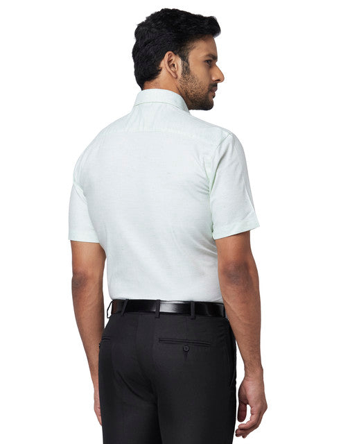 Park Avenue Men Green Piece Dyed Regular Fit Cotton Blend Shirt