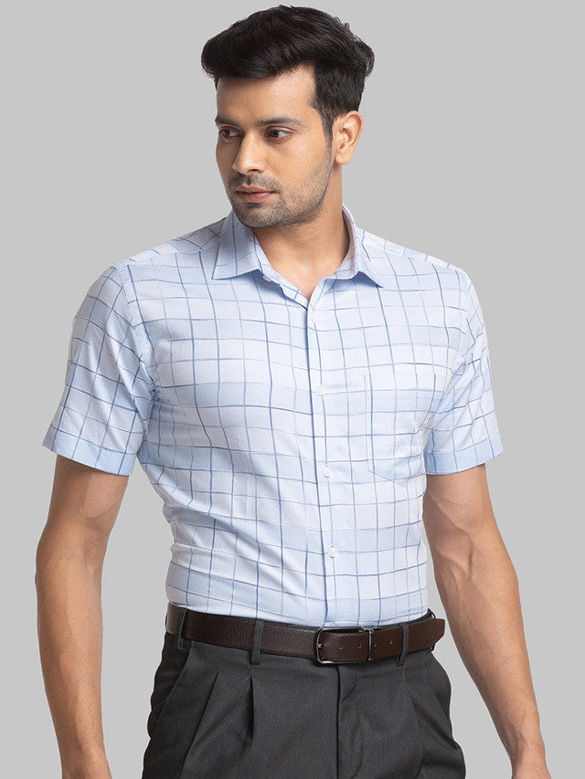 Park Avenue Blue Checks Regular Fit Cotton Formal Shirt