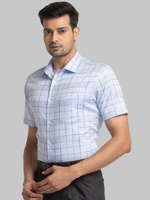 Park Avenue Blue Checks Regular Fit Cotton Formal Shirt