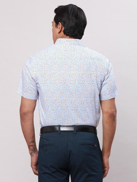 Park Avenue Men Blue Regular Fit Printed Half Sleeve Ainsley Collar Shirt