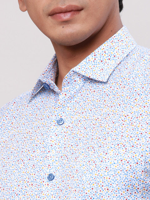 Park Avenue Men Blue Regular Fit Printed Half Sleeve Ainsley Collar Shirt