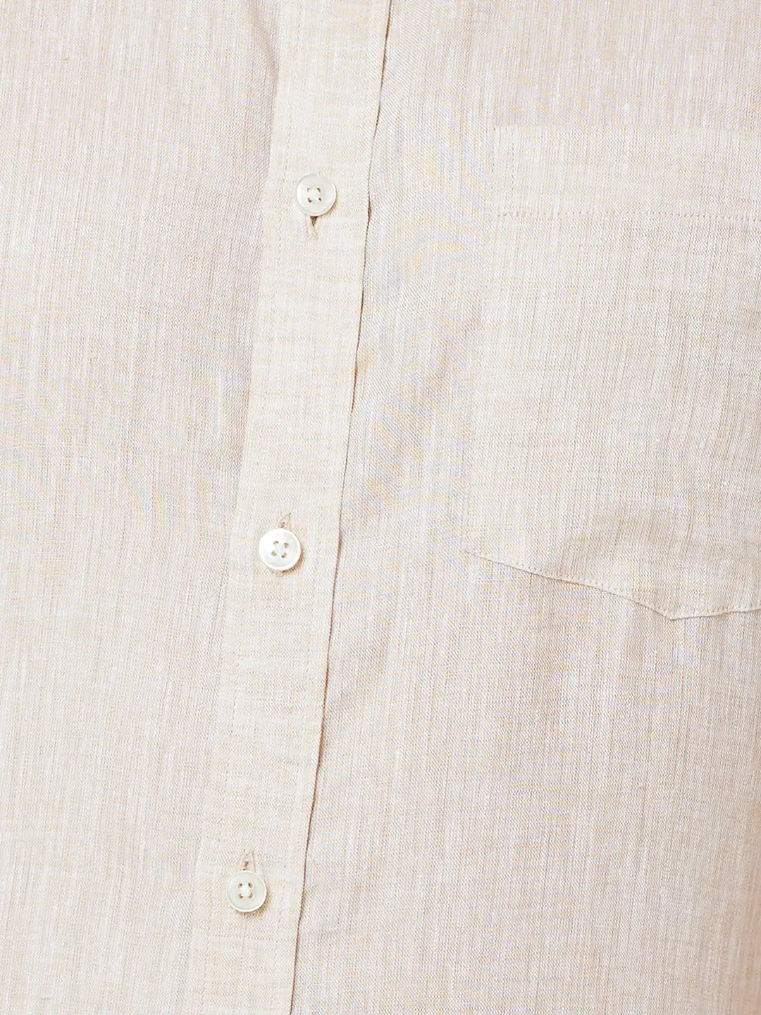 Men Fawn Regular Fit Solid Linen Half Sleeve Cut Away Collar Shirts