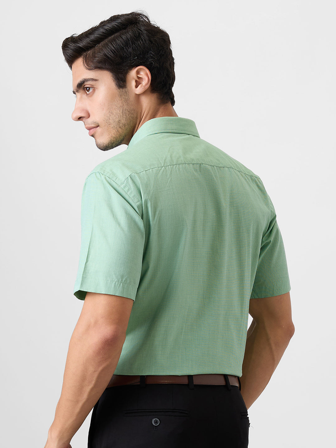 Park Avenue Men Green Fil-A-Fil Regular Fit Cotton Blend Shirt