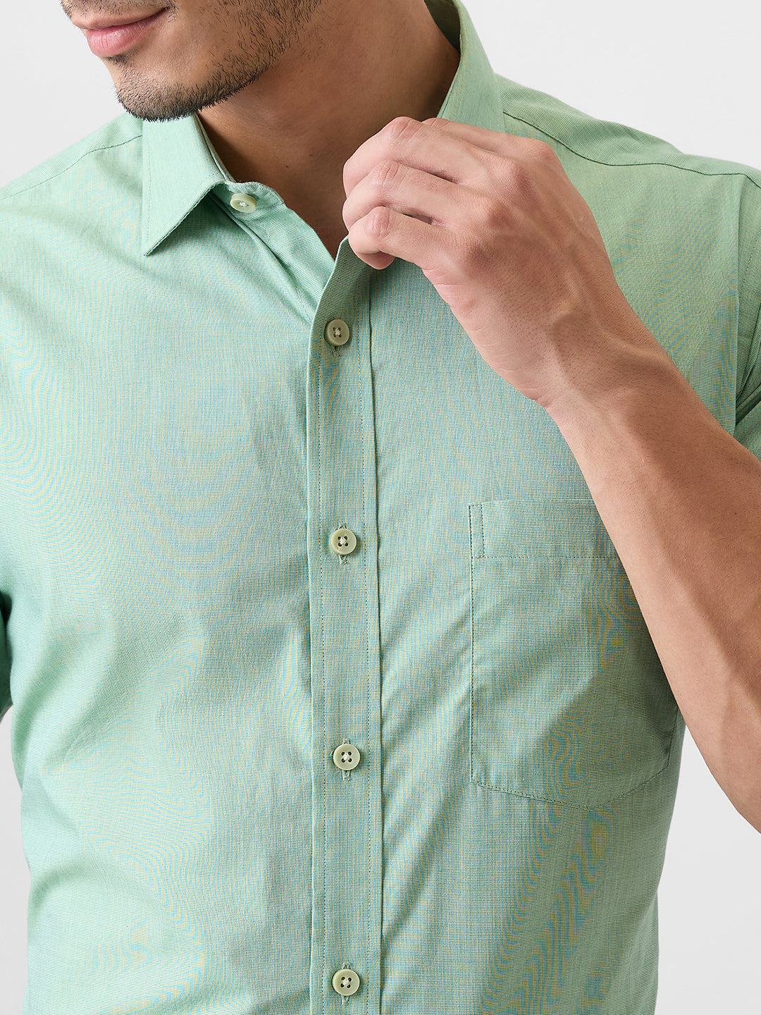 Park Avenue Men Green Fil-A-Fil Regular Fit Cotton Blend Shirt