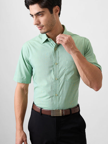 Park Avenue Men Green Fil-A-Fil Regular Fit Cotton Blend Shirt