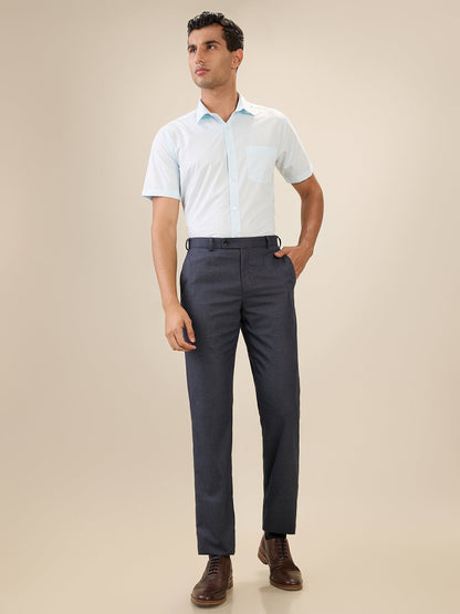 Park Avenue Men Blue Structure Regular Fit Polyester Blend Half Sleeve Cut Away Collar Formal Shirt