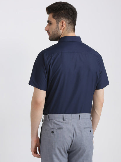 Park Avenue Men Blue Structure Regular Fit Polyester Blend Formal Shirt