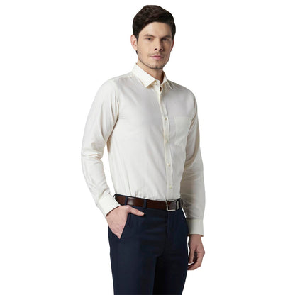 Park Avenue Men Yellow Structure Regular Fit Cotton Shirt
