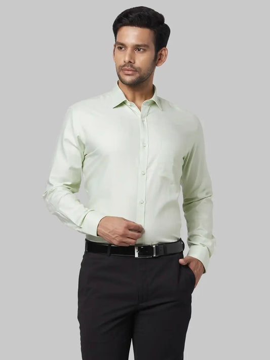 Park Avenue Men Green Structure Slim Fit Cotton Shirt