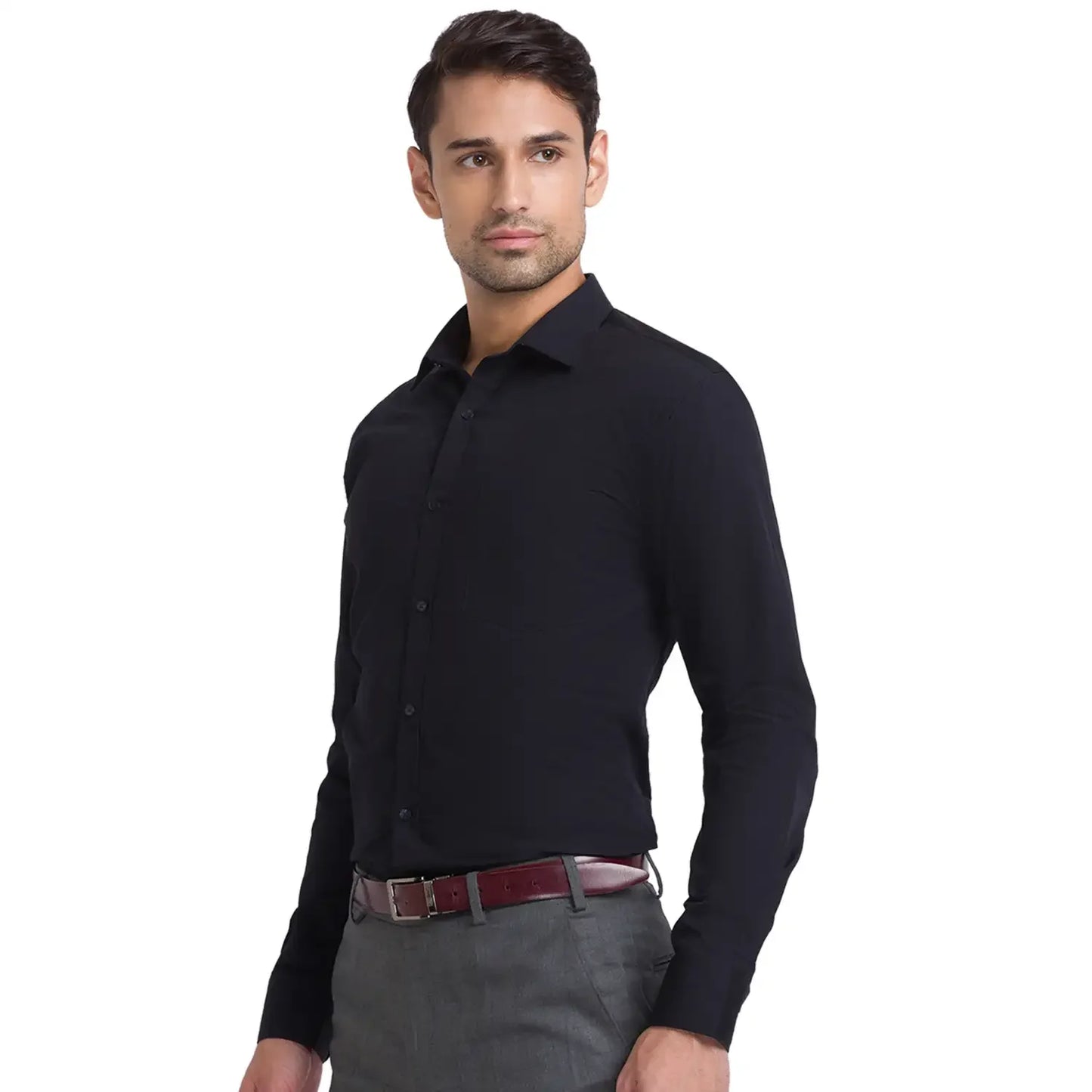 Men Black Slim Fit Cotton Shirts