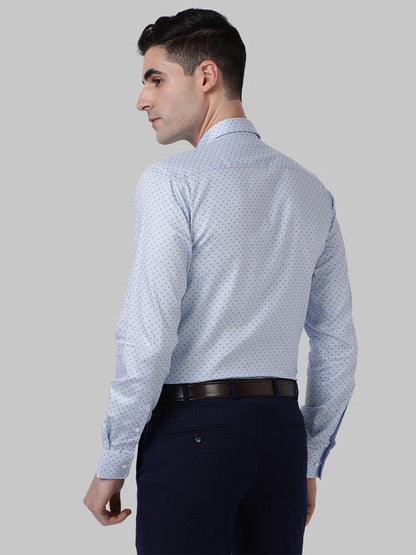 Park Avenue Men Blue Printed Slim Fit Cotton Shirt