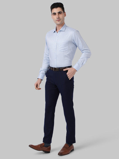 Park Avenue Men Blue Printed Slim Fit Cotton Shirt