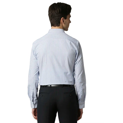 Men Blue Slim Fit Stripe Cotton Shirts