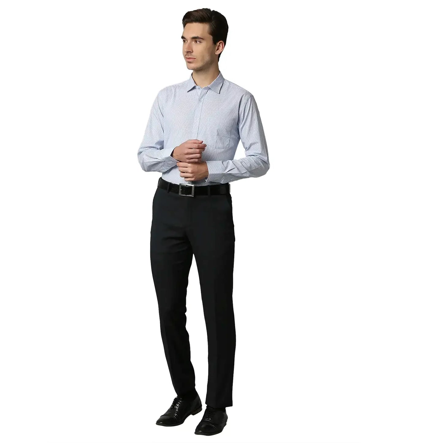 Men Blue Slim Fit Stripe Cotton Shirts