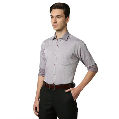 Park Avenue Men Grey Structured Slim Fit Cotton Formal Shirt
