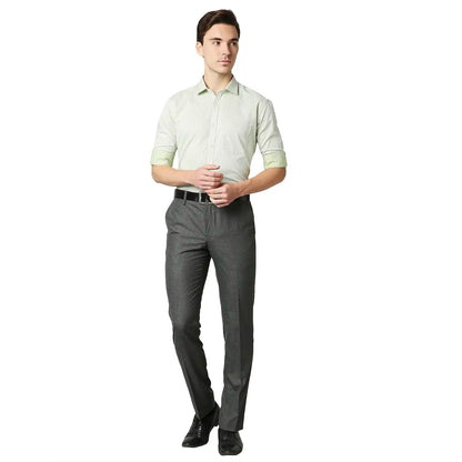 Men Green Slim Fit Structure Cotton Shirts