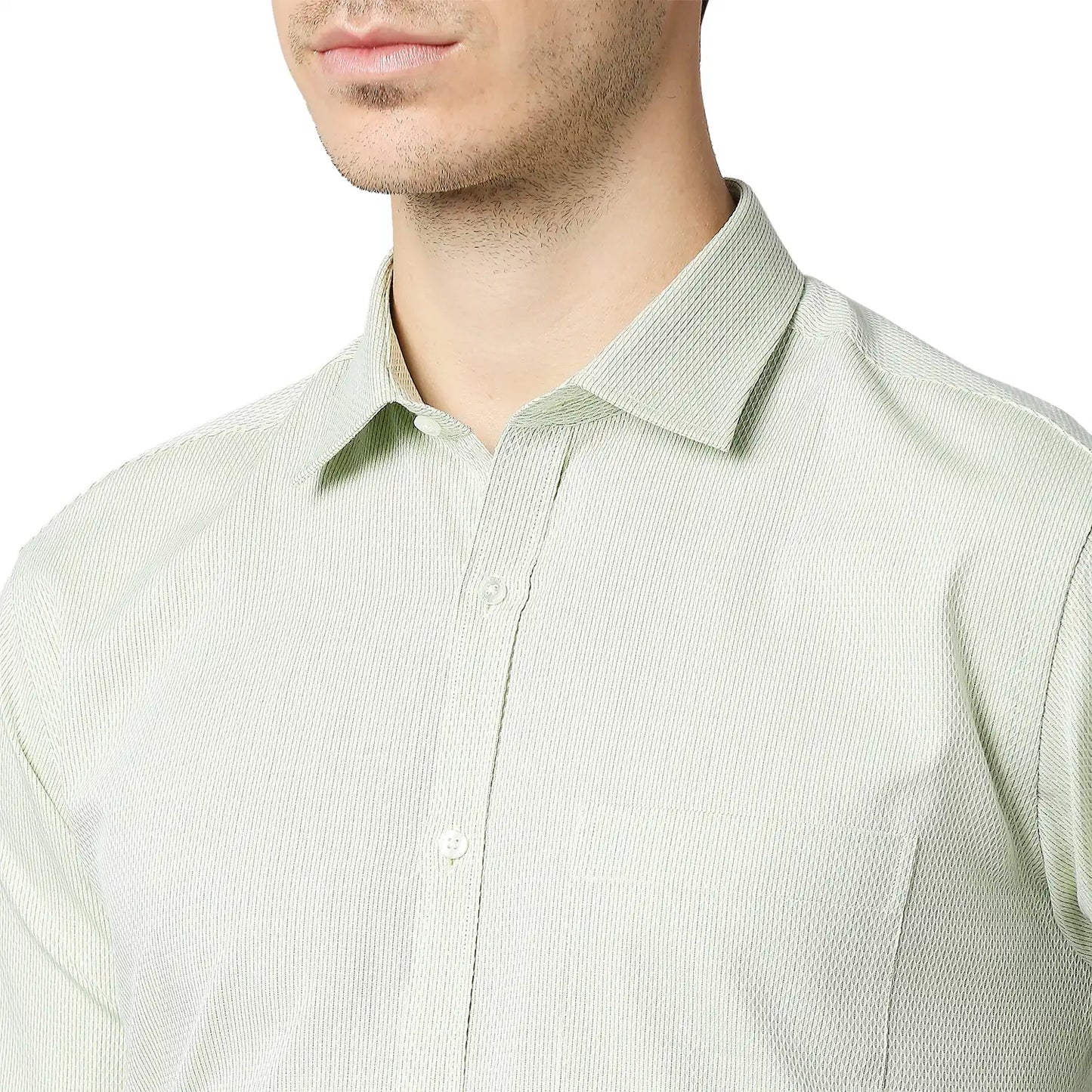 Men Green Slim Fit Structure Cotton Shirts