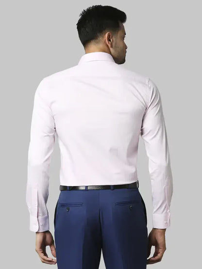 Men Blue Slim Fit Structure Cotton Shirts