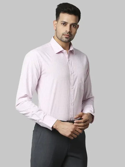 Park Avenue Men Pink Structured Slim Fit Cotton Formal Shirt